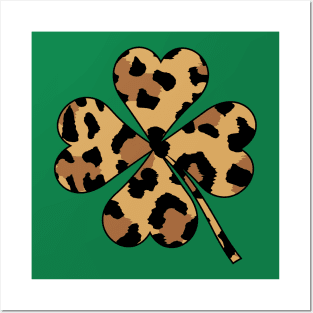 St Patricks Day Leopard, Leopard Shamrock ,Clover, Irish Posters and Art